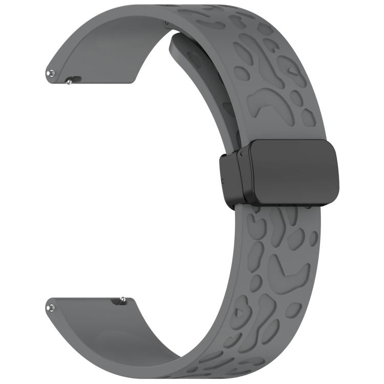 22mm Kalebol Universal Leopard Print Magnetic Folding Buckle Silicone Strap(Space Grey)