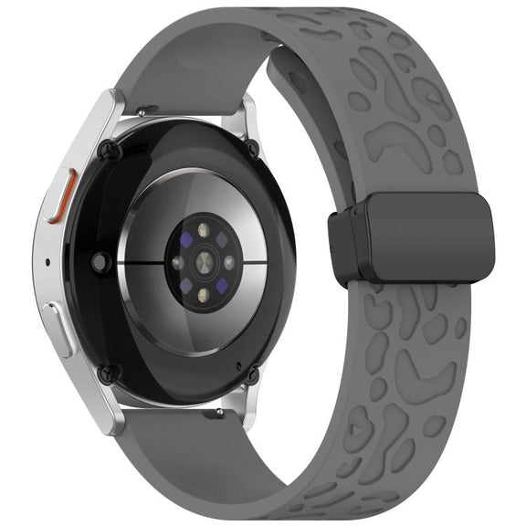 22mm Kalebol Universal Leopard Print Magnetic Folding Buckle Silicone Strap(Space Grey)