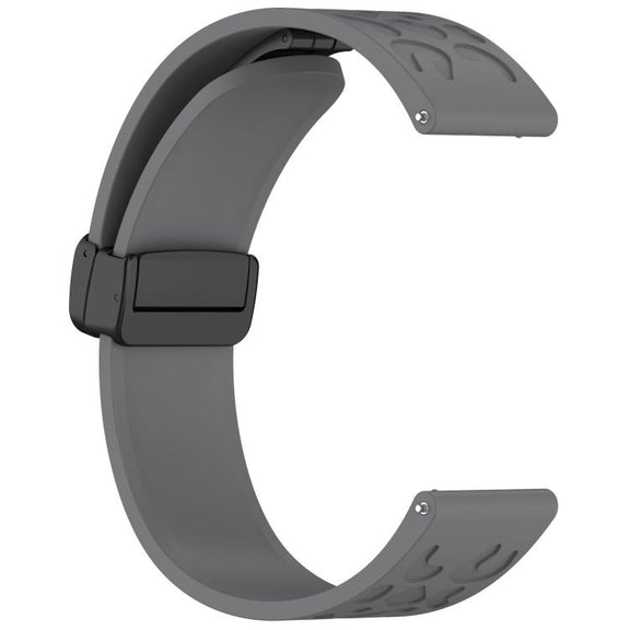 22mm Kalebol Universal Leopard Print Magnetic Folding Buckle Silicone Strap(Space Grey)