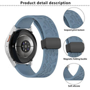 22mm Kalebol Universal Leopard Print Magnetic Folding Buckle Silicone Strap(Dark Blue)