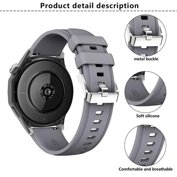 Kalebol 22mm Universal Silicone Watch Strap(Light Grey)
