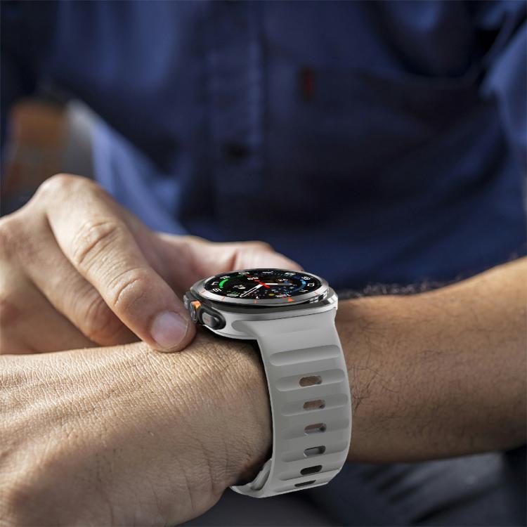 For Samsung Galaxy Watch Ultra 47mm / Ultra 2025 Kalebol Wave Reverse Buckle Silicone Strap(Light Grey) - free shipping - PMC TechLife - Order now!