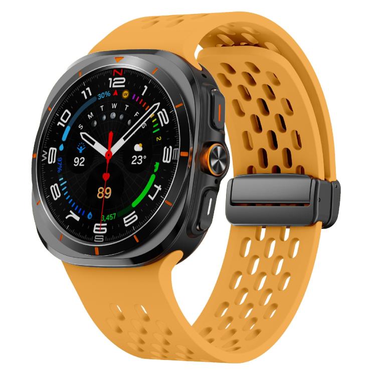 For Samsung Galaxy Watch Ultra 47mm / Ultra 2025 Kalebol Mesh Magnetic Silicone Watch Strap(Yellow) - free shipping - PMC TechLife - Order now!
