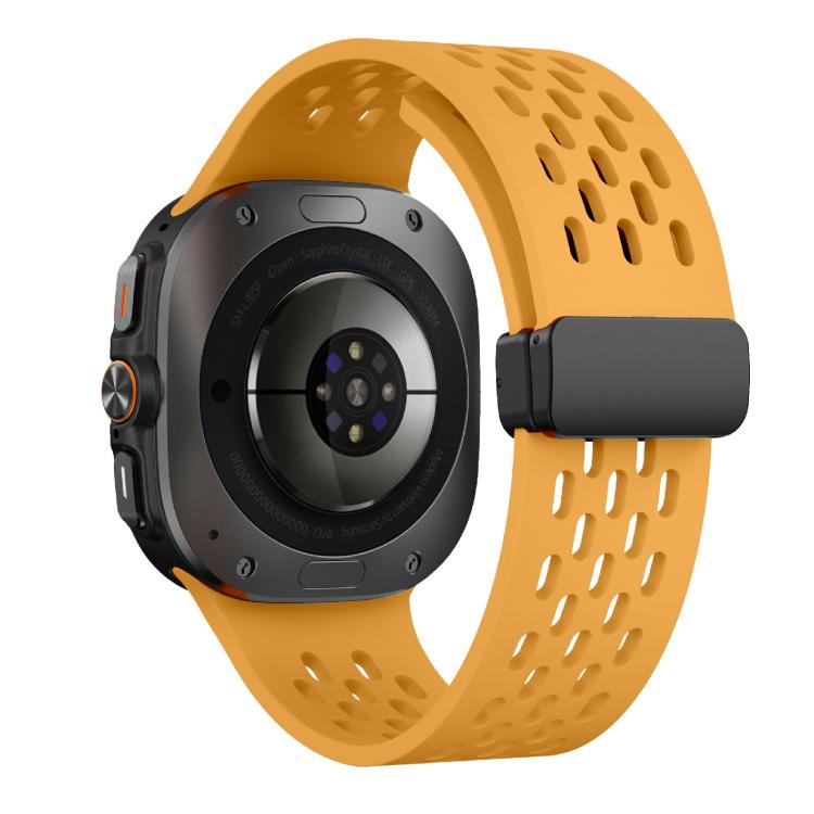 For Samsung Galaxy Watch Ultra 47mm / Ultra 2025 Kalebol Mesh Magnetic Silicone Watch Strap(Yellow) - free shipping - PMC TechLife - Order now!
