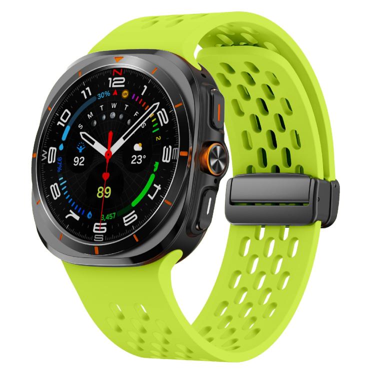For Samsung Galaxy Watch Ultra 47mm / Ultra 2025 Kalebol Mesh Magnetic Silicone Watch Strap(Fluorescent Green) - free shipping - PMC TechLife - Order now!