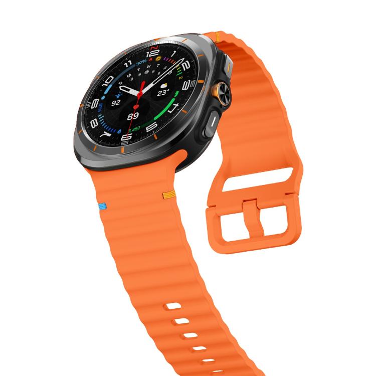 For Samsung Galaxy Watch Ultra 47mm / Ultra 2025 Kalebol Wave Stitching Silicone Strap(Orange)