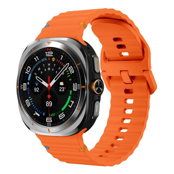 For Samsung Galaxy Watch Ultra 47mm / Ultra 2025 Kalebol Wave Stitching Silicone Strap(Orange)