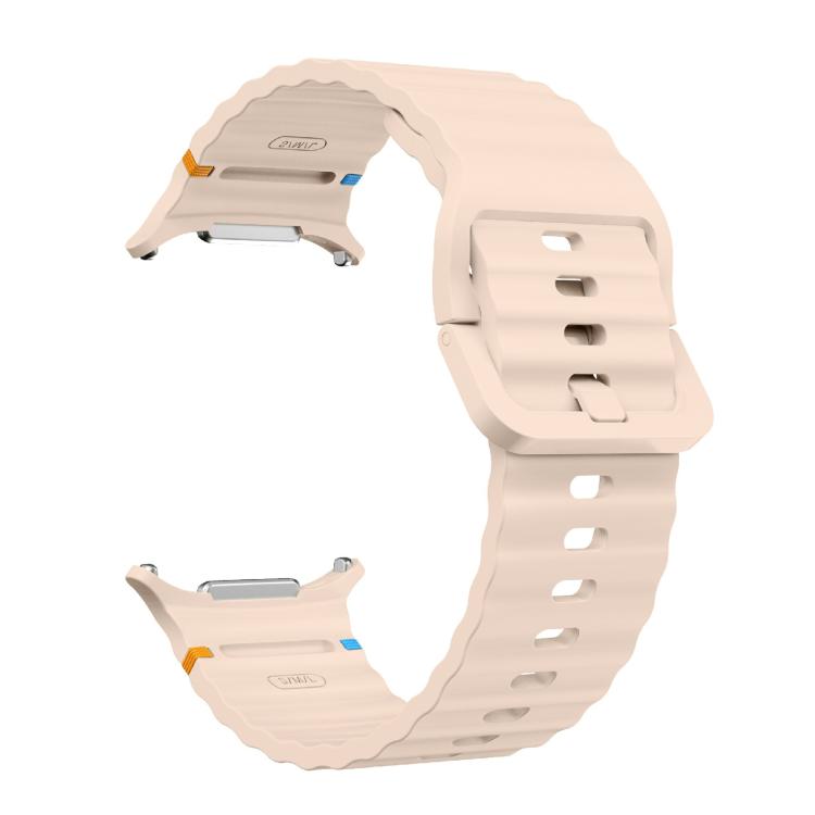 For Samsung Galaxy Watch Ultra 47mm / Ultra 2025 Kalebol Wave Stitching Silicone Strap(Pink)