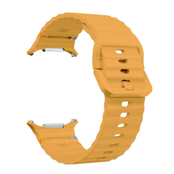 For Samsung Galaxy Watch Ultra 47mm / Ultra 2025 Kalebol Wave Stitching Silicone Strap(Yellow)