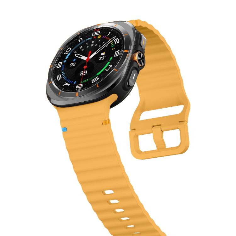 For Samsung Galaxy Watch Ultra 47mm / Ultra 2025 Kalebol Wave Stitching Silicone Strap(Yellow)