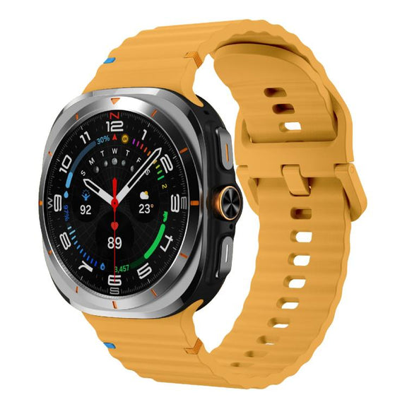 For Samsung Galaxy Watch Ultra 47mm / Ultra 2025 Kalebol Wave Stitching Silicone Strap(Yellow)