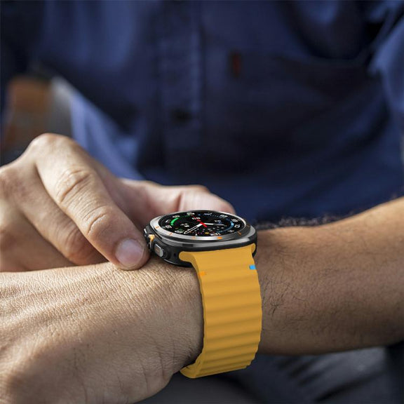 For Samsung Galaxy Watch Ultra 47mm / Ultra 2025 Kalebol Wave Stitching Silicone Strap(Yellow)