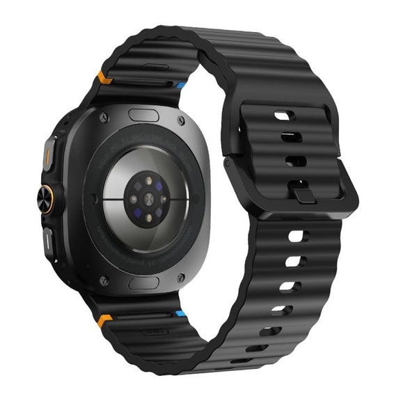For Samsung Galaxy Watch Ultra 47mm / Ultra 2025 Kalebol Wave Stitching Silicone Strap(Black)