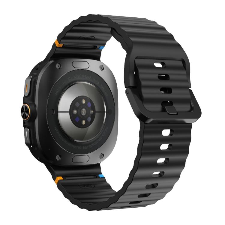 For Samsung Galaxy Watch Ultra 47mm / Ultra 2025 Kalebol Wave Stitching Silicone Strap(Black)
