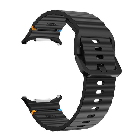 For Samsung Galaxy Watch Ultra 47mm / Ultra 2025 Kalebol Wave Stitching Silicone Strap(Black)