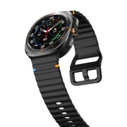 For Samsung Galaxy Watch Ultra 47mm / Ultra 2025 Kalebol Wave Stitching Silicone Strap(Black)