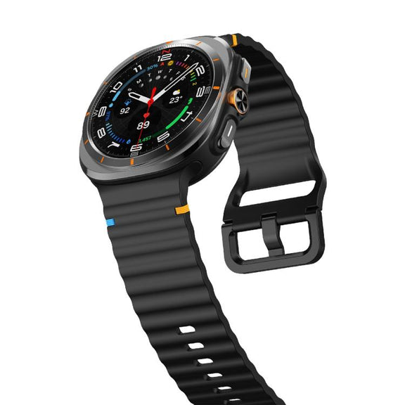 For Samsung Galaxy Watch Ultra 47mm / Ultra 2025 Kalebol Wave Stitching Silicone Strap(Black)