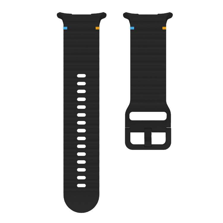 For Samsung Galaxy Watch Ultra 47mm / Ultra 2025 Kalebol Wave Stitching Silicone Strap(Black)
