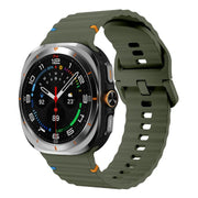 For Samsung Galaxy Watch Ultra 47mm / Ultra 2025 Kalebol Wave Stitching Silicone Strap(Army Green)