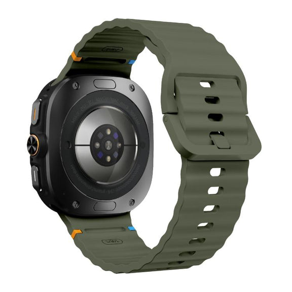 For Samsung Galaxy Watch Ultra 47mm / Ultra 2025 Kalebol Wave Stitching Silicone Strap(Army Green)