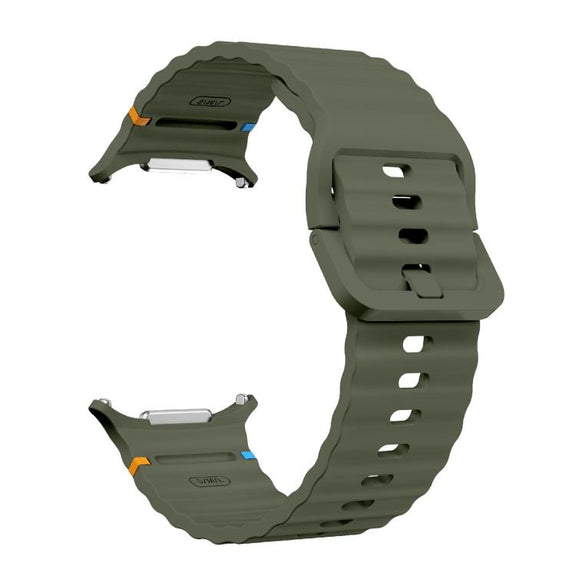 For Samsung Galaxy Watch Ultra 47mm / Ultra 2025 Kalebol Wave Stitching Silicone Strap(Army Green)