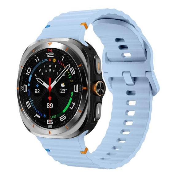 For Samsung Galaxy Watch Ultra 47mm / Ultra 2025 Kalebol Wave Stitching Silicone Strap(Light Blue)