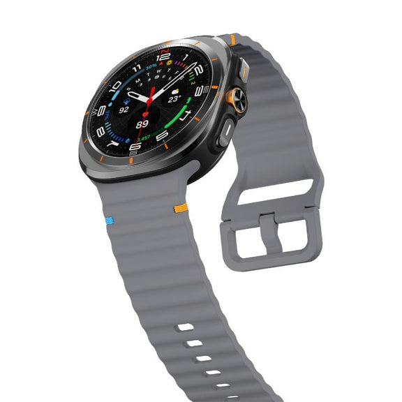 For Samsung Galaxy Watch Ultra 47mm / Ultra 2025 Kalebol Wave Stitching Silicone Strap(Space Grey)