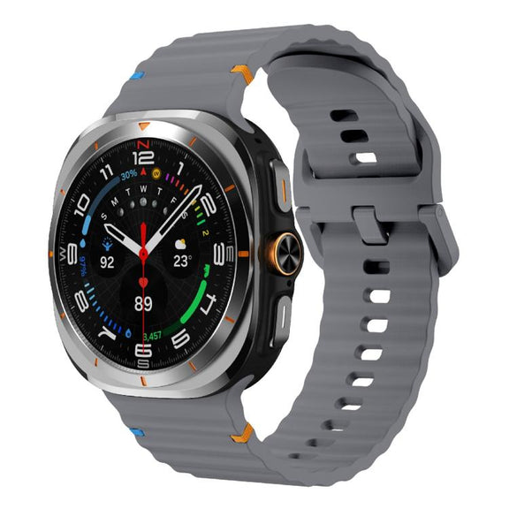 For Samsung Galaxy Watch Ultra 47mm / Ultra 2025 Kalebol Wave Stitching Silicone Strap(Space Grey)