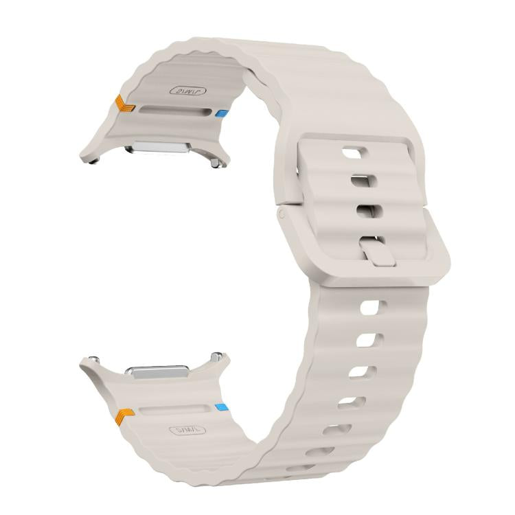 For Samsung Galaxy Watch Ultra 47mm / Ultra 2025 Kalebol Wave Stitching Silicone Strap(Starlight)