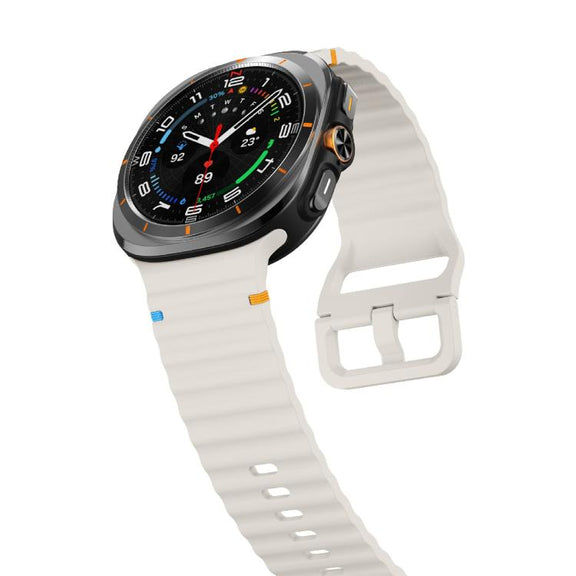 For Samsung Galaxy Watch Ultra 47mm / Ultra 2025 Kalebol Wave Stitching Silicone Strap(Starlight)