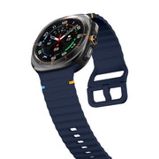 For Samsung Galaxy Watch Ultra 47mm / Ultra 2025 Kalebol Wave Stitching Silicone Strap(Midnight Blue)