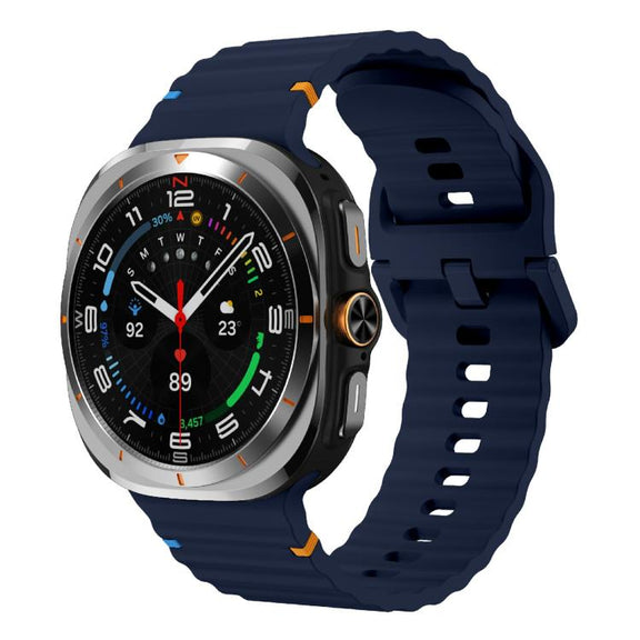 For Samsung Galaxy Watch Ultra 47mm / Ultra 2025 Kalebol Wave Stitching Silicone Strap(Midnight Blue)