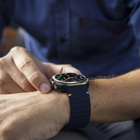 For Samsung Galaxy Watch Ultra 47mm / Ultra 2025 Kalebol Wave Stitching Silicone Strap(Midnight Blue)