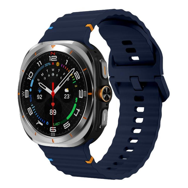 For Samsung Galaxy Watch Ultra 47mm / Ultra 2025 Kalebol Wave Stitching Silicone Strap(Midnight Blue)