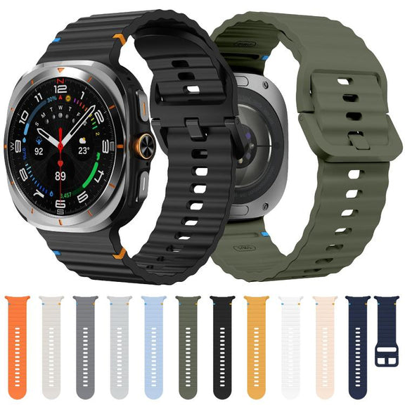 For Samsung Galaxy Watch Ultra 47mm / Ultra 2025 Kalebol Wave Stitching Silicone Strap(Pink)