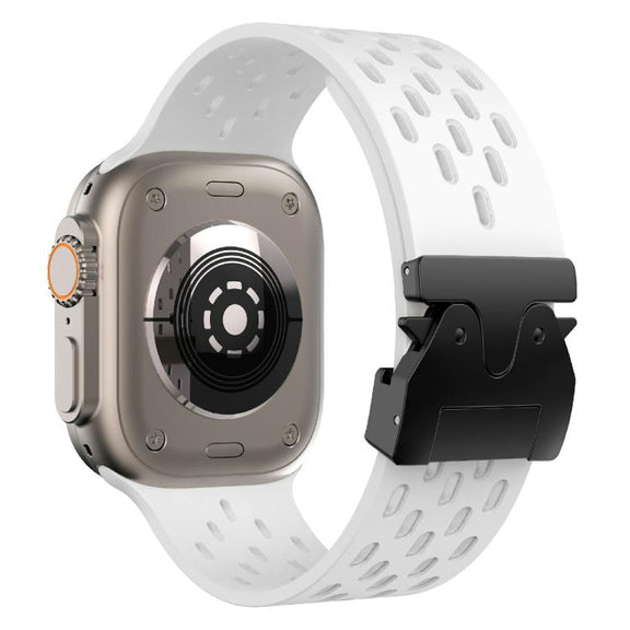 For Apple Watch 46mm / 49mm / 45mm / 44mm Kalebol Mesh Umbrella Buckle Silicone Watch Strap(White)