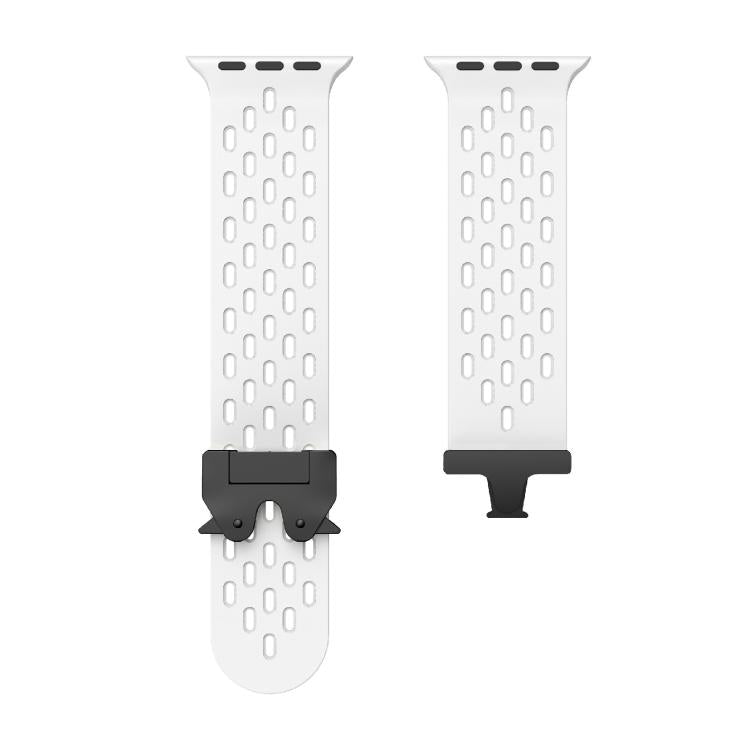 For Apple Watch 46mm / 49mm / 45mm / 44mm Kalebol Mesh Umbrella Buckle Silicone Watch Strap(White) - free shipping - PMC TechLife - Order now!