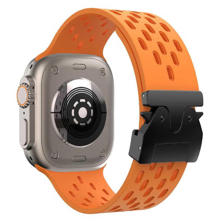 For Apple Watch 46mm / 49mm / 45mm / 44mm Kalebol Mesh Umbrella Buckle Silicone Watch Strap(Orange) - free shipping - PMC TechLife - Order now!