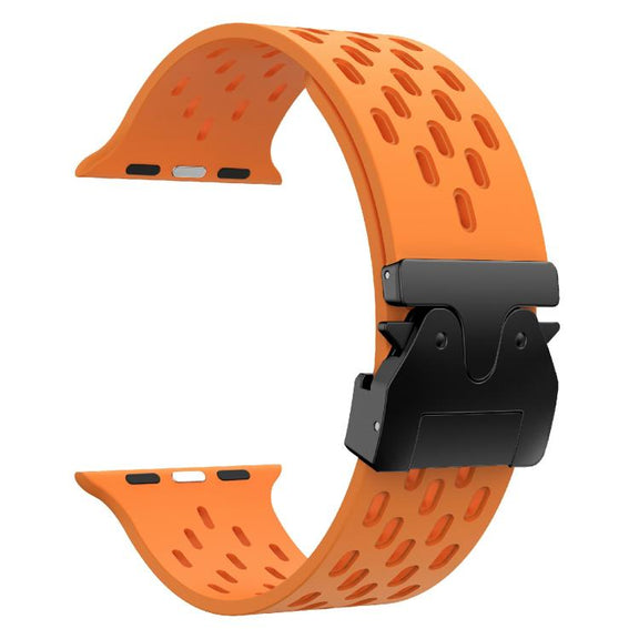 For Apple Watch 46mm / 49mm / 45mm / 44mm Kalebol Mesh Umbrella Buckle Silicone Watch Strap(Orange)