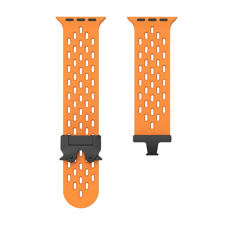 For Apple Watch 46mm / 49mm / 45mm / 44mm Kalebol Mesh Umbrella Buckle Silicone Watch Strap(Orange)