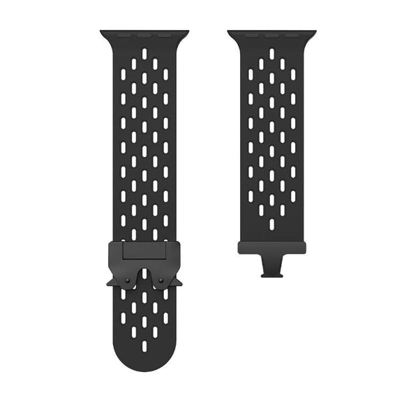 For Apple Watch 46mm / 49mm / 45mm / 44mm Kalebol Mesh Umbrella Buckle Silicone Watch Strap(Black)