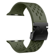 For Apple Watch 46mm / 49mm / 45mm / 44mm Kalebol Mesh Umbrella Buckle Silicone Watch Strap(Army Green)