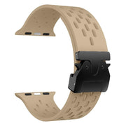 For Apple Watch 46mm / 49mm / 45mm / 44mm Kalebol Mesh Umbrella Buckle Silicone Watch Strap(Milk Tea)