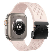 For Apple Watch 46mm / 49mm / 45mm / 44mm Kalebol Mesh Umbrella Buckle Silicone Watch Strap(Sand Pink)
