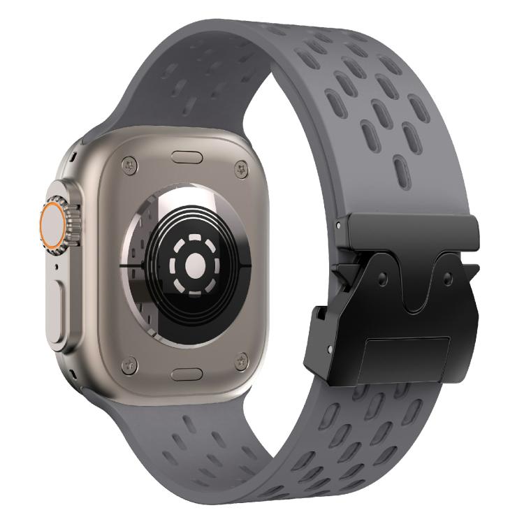 For Apple Watch 46mm / 49mm / 45mm / 44mm Kalebol Mesh Umbrella Buckle Silicone Watch Strap(Space Grey) - free shipping - PMC TechLife - Order now!