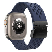 For Apple Watch 46mm / 49mm / 45mm / 44mm Kalebol Mesh Umbrella Buckle Silicone Watch Strap(Midnight Blue)