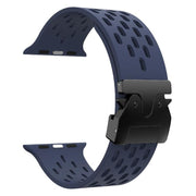 For Apple Watch 46mm / 49mm / 45mm / 44mm Kalebol Mesh Umbrella Buckle Silicone Watch Strap(Midnight Blue)