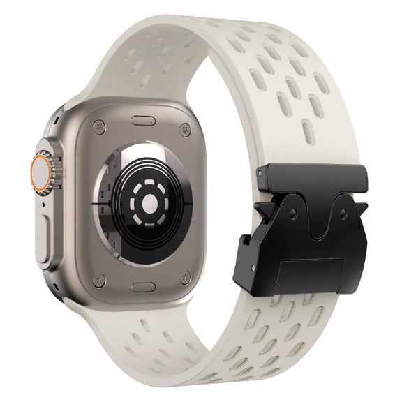 For Apple Watch 46mm / 49mm / 45mm / 44mm Kalebol Mesh Umbrella Buckle Silicone Watch Strap(Starlight)