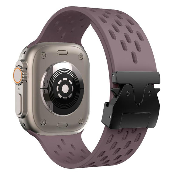 For Apple Watch 46mm / 49mm / 45mm / 44mm Kalebol Mesh Umbrella Buckle Silicone Watch Strap(Smoky Purple)