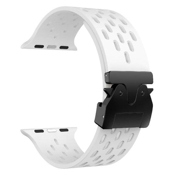 For Apple Watch 42mm / 41mm / 40mm / 38mm Kalebol Mesh Umbrella Buckle Silicone Watch Strap(White)